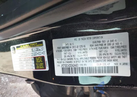 2013 Mazda Cx-9 Touring z USA, uszkodzony, nr VIN JM3TB2CA0D0424461